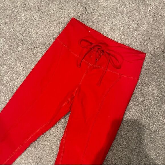 F21 Red Lace-up Leggings - Picture 5 of 8